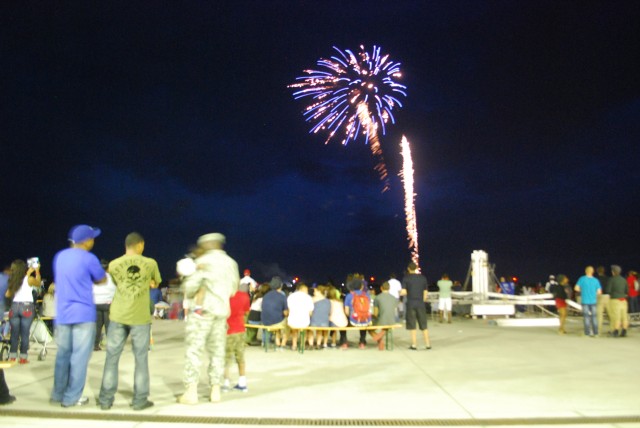 Fireworks at dusk