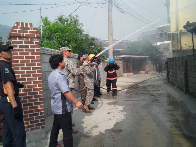US, ROK Soldiers Fight Fire