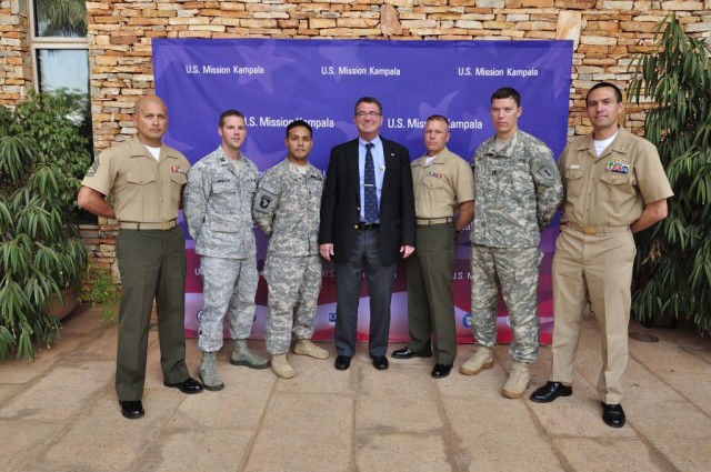 Deputy Secretary of Defense Ashton Carter visits U.S., Ugandan troops in Africa