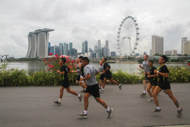 Singapore fun run brings two armies together