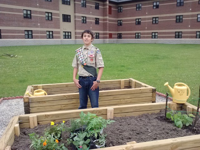Fort Drum teen builds garden at WTU, works toward Eagle Scout rank