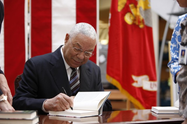Colin Powell signs books at JBM-HH Marine Exchange