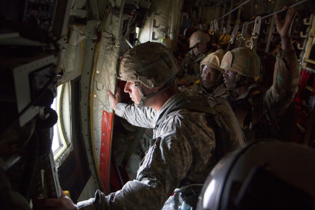 U.S., South African paratroopers simulate tactical airfield seizure