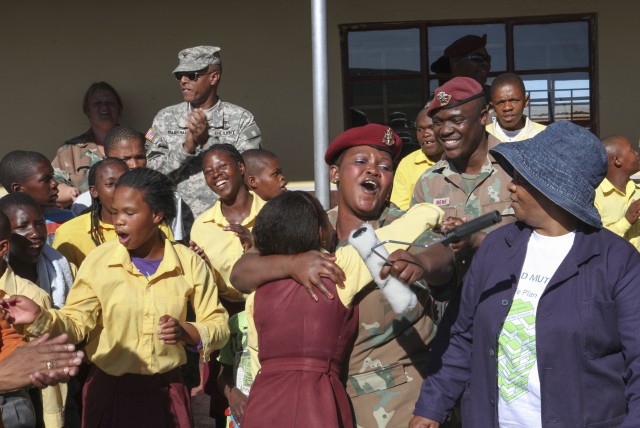 U.S., South African military members volunteer at local school