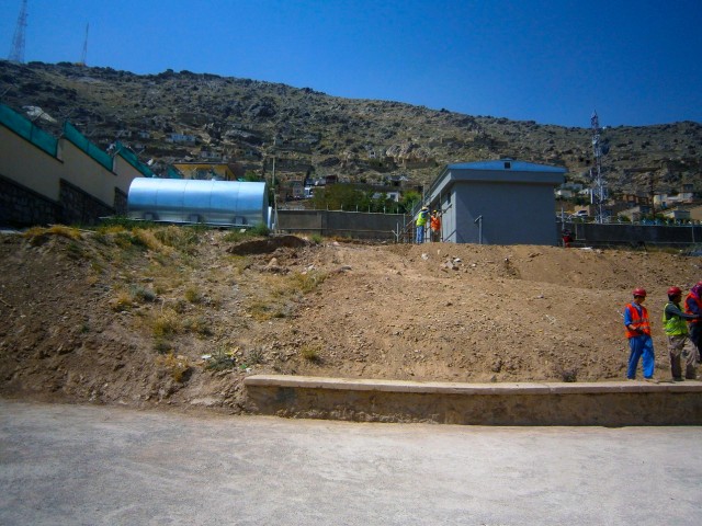 Water storage tank at new Afghan National Police hospital
