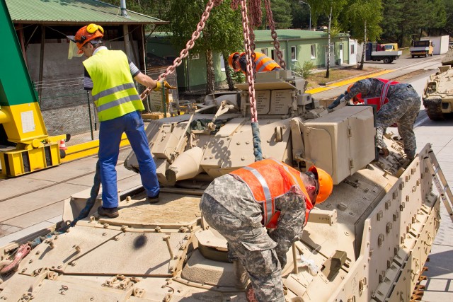 Bradley fighting vehicles leave Germany