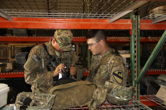 2/1 CAV Soldiers inventory equipment