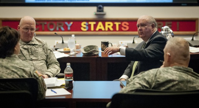 Westphal discusses the fiscal challenges facing the Army during TRADOC, Fort Eustis visit