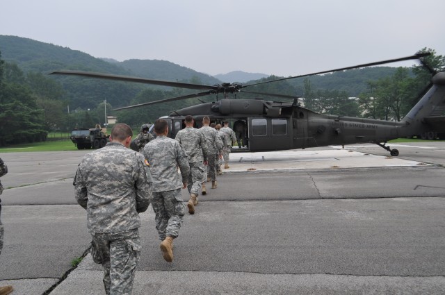 1-38 FA Cadets flying above Camp Casey