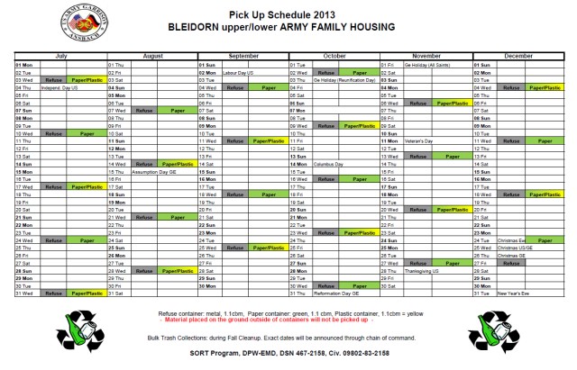Bleidorn Upper/Lower Army Family Housing July-December 2013