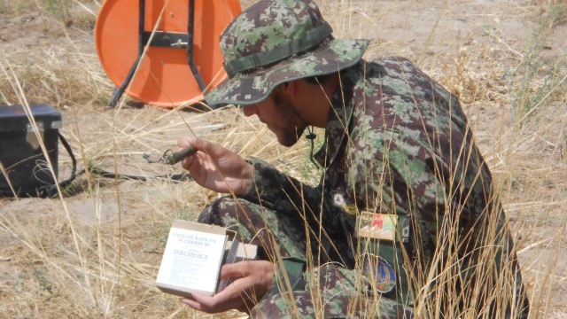 ANA Soldier Inspects M81 MDI