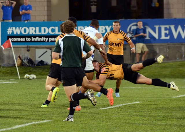 Maj. Nate Conkey tackles