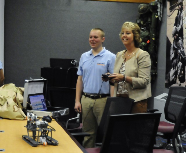 Bulger controlling student-built robot