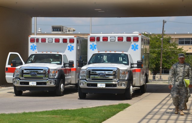 Ambulances stand ready at CRDAMC Emergency Department