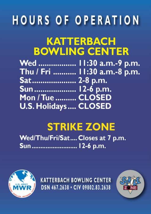 Katterbach Bowling Center hours of operation