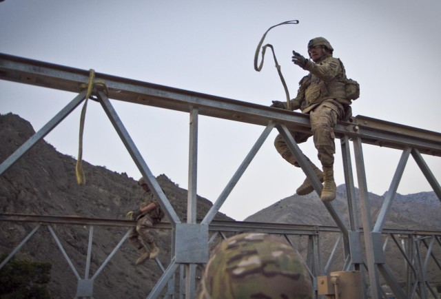 Missouri Guardsmen build bridge helping Currahee movement