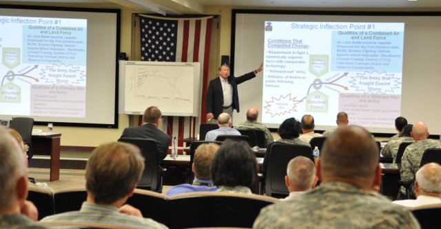 Former commander visits FORSCOM headquarters, shares knowledge with current staff