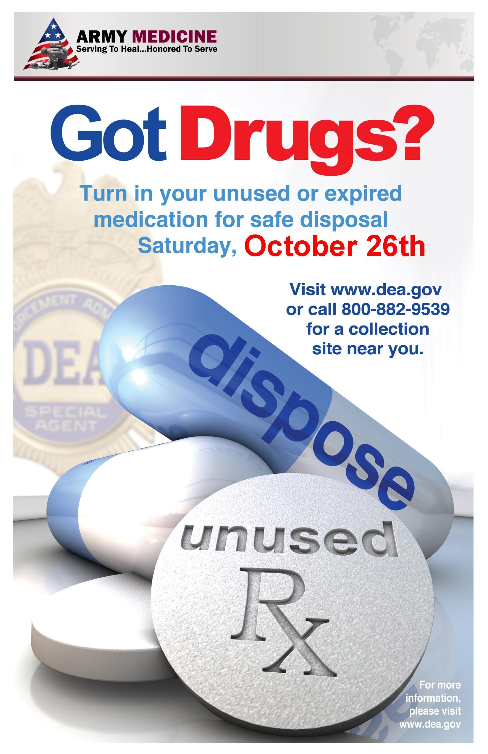 Army installations partner with DEA for National Prescription Drug Take