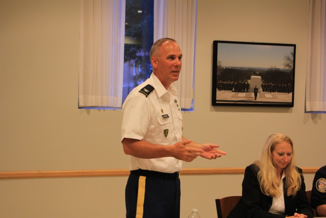 COL(P) Glaser speaking to Explorers during Question and Answers Session