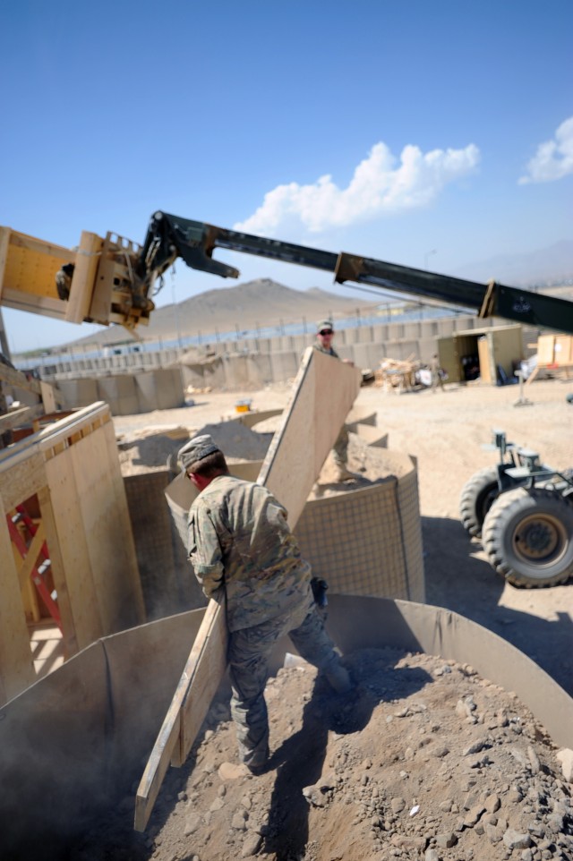 Engineers build living quarters on FOB Lightning