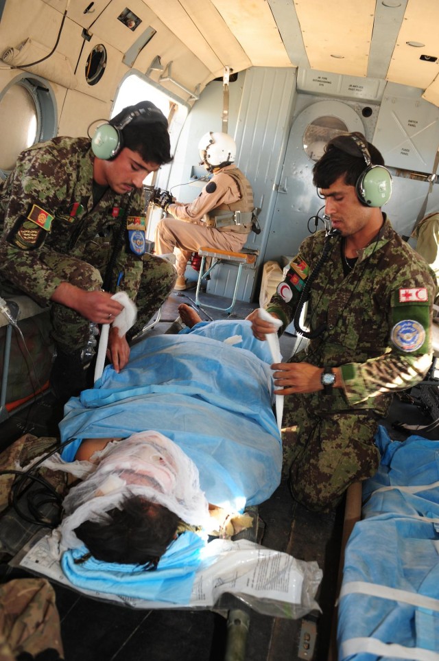Afghan air force flight medics provide medical care, boost confidence