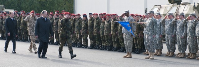 Allies honor each other on the parade field