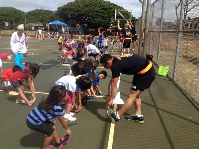 Wolfpack soldiers lead Mililani Uka Elementary during 'Get Fit' day