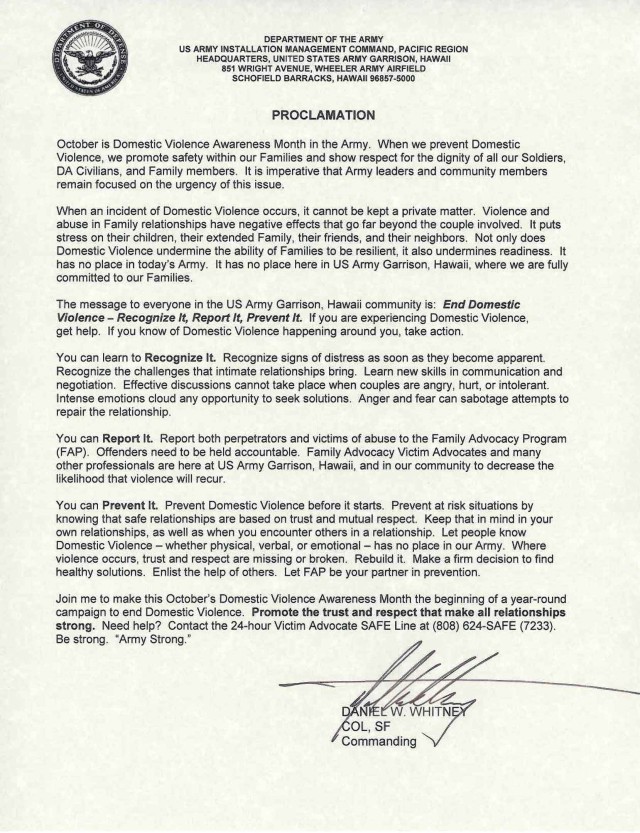 DVAM proclamation