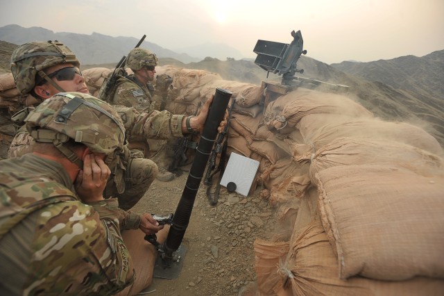 "Chaos" Soldiers fire their 60mm mortar