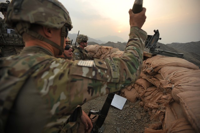 "Chaos" Soldiers fire their 60mm mortar