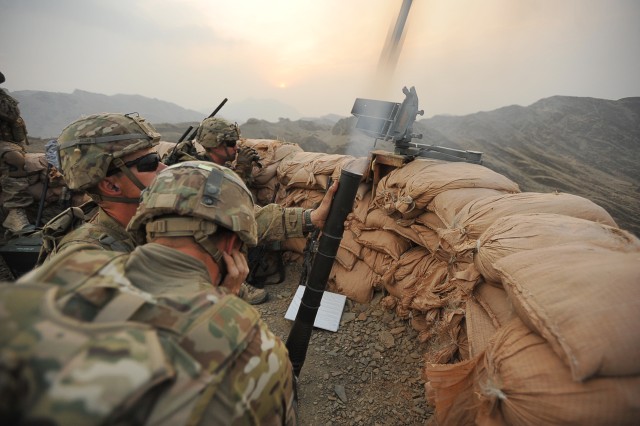 "Chaos" Soldiers fire their 60mm mortar