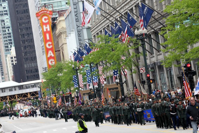 Chicago's JROTC cadets march in masses during Chicago Memorial Day parade