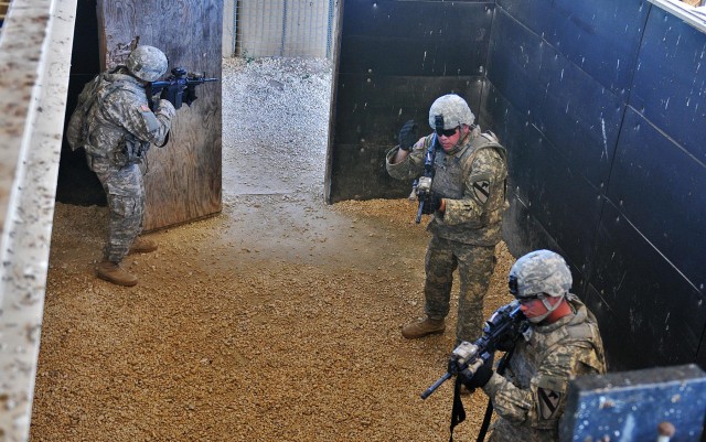 Cav Troops engage targets, clear rooms