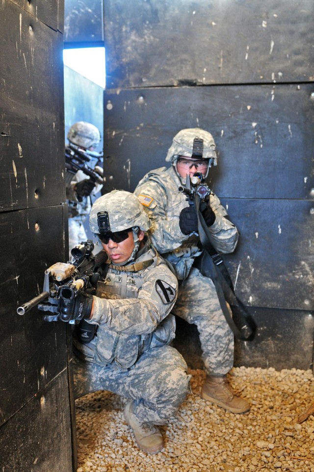 Cav Troops engage targets, clear rooms