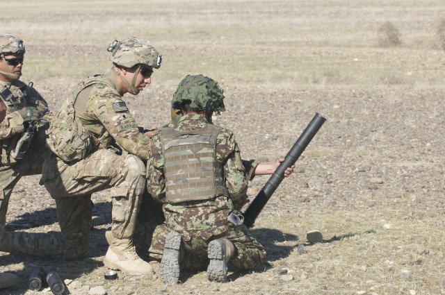 Afghan 201st Corps soldiers fire 60mm Mortars