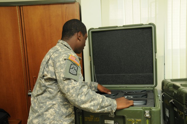 A Soldier from Bravo Company, 307th Expeditionary Signal Battalion