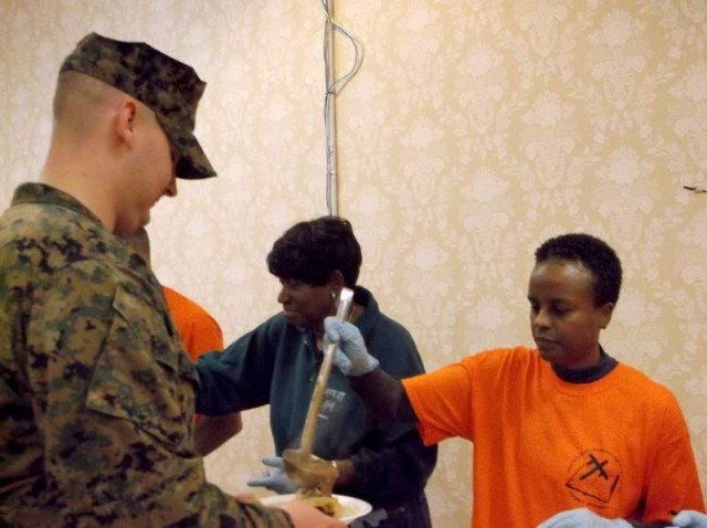 Marines, Soldiers gather for early Thanksgiving