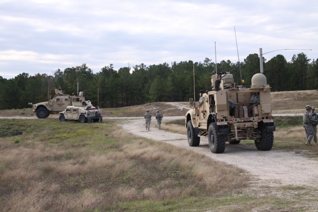 Warfighter Information Network-Tactical Increment 2 -equipped vehicles at the Joint Readiness Training Center