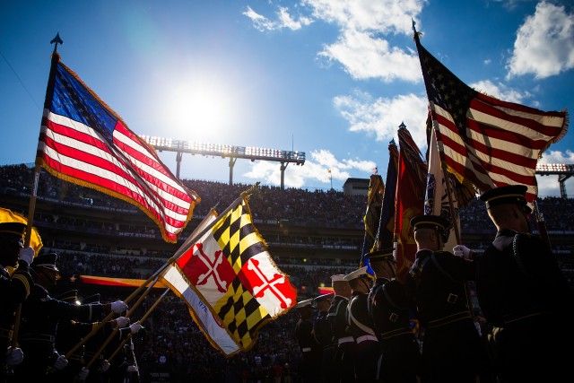 Joint Armed Forces Color Guard render honors at NFL games