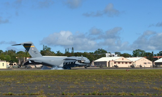 C-17 lands at Wheeler Army Airfield