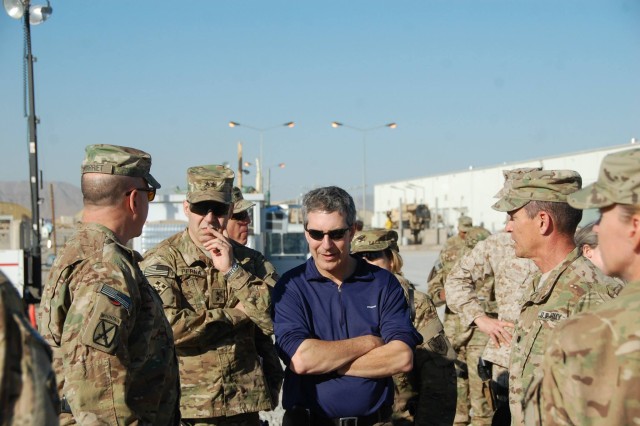 AFSBn-Kandahar commander briefs DOD logistics leaders