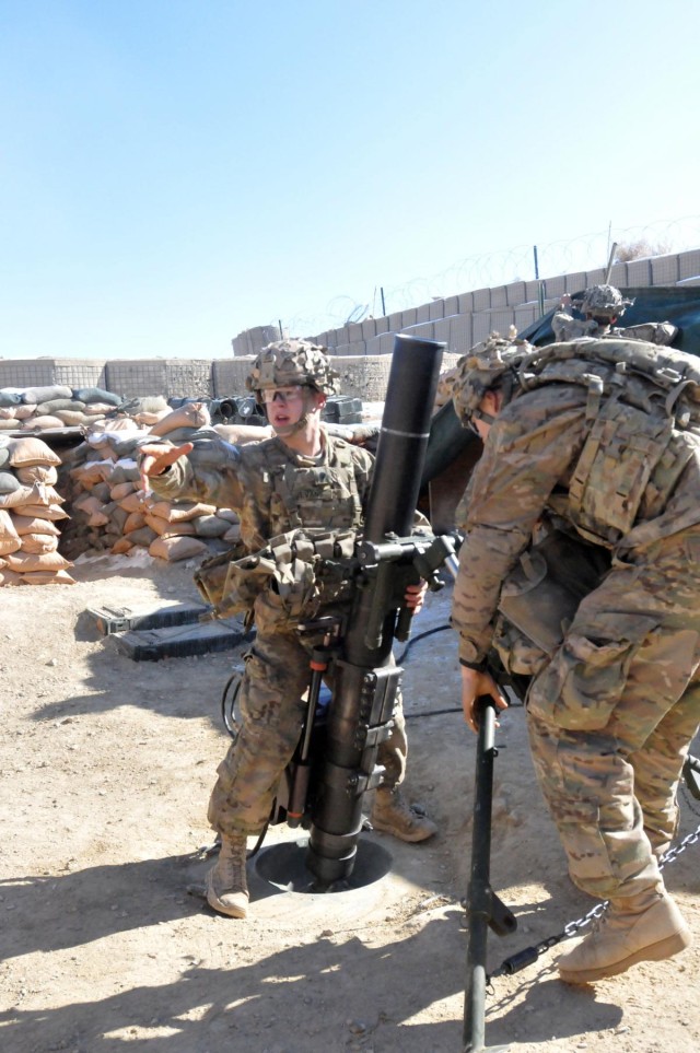 Spartans practice mortar crew drills in Afghanistan