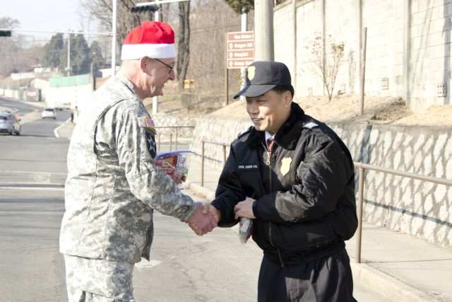 Santa Express delivers smiles, treats to Yongsan's unsung heroes