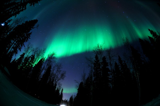 Aurora lights up the night sky