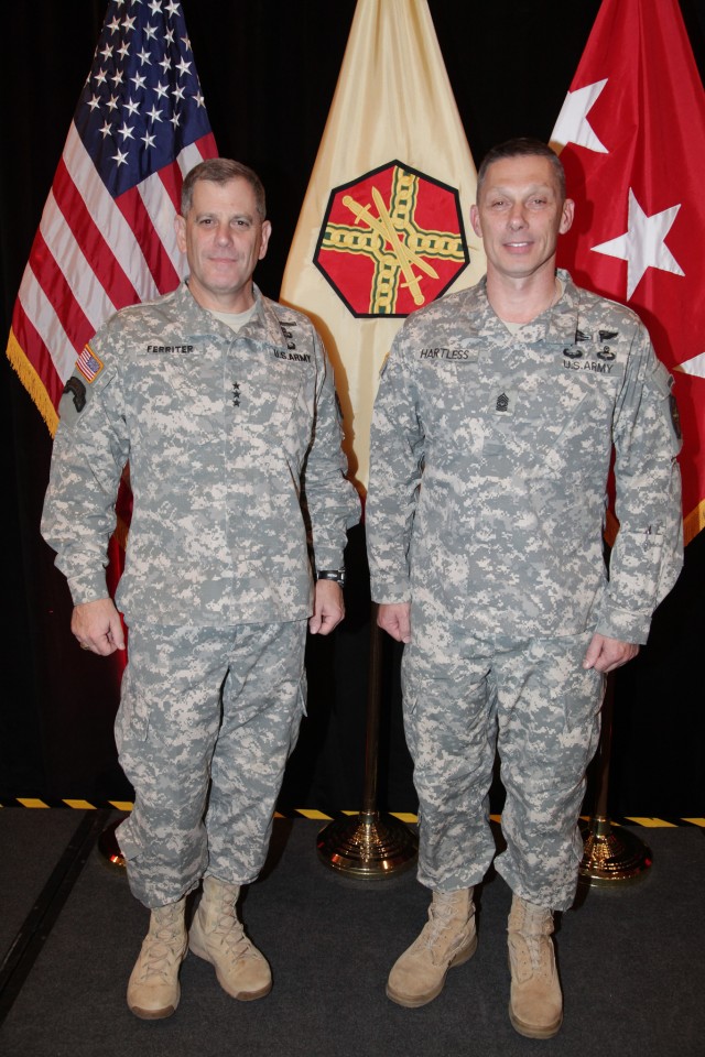 Lt. Gen. Mike Ferriter, commanding general, and Command Sgt. Maj. Jeffrey Hartless, U.S. Army Installation Management Command