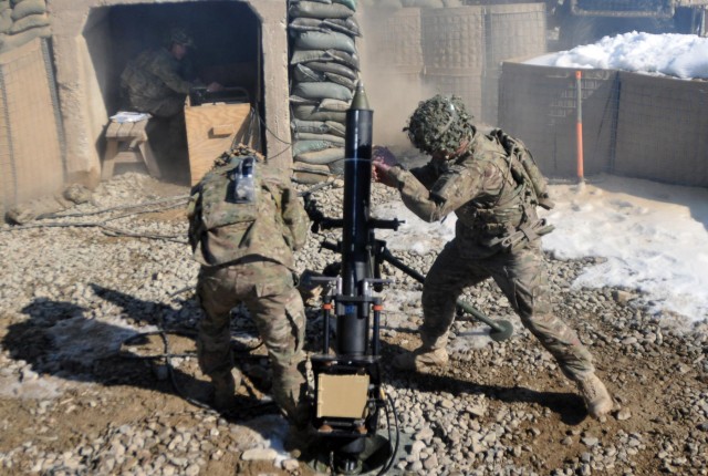 Spartans conduct mortar live fire in Afghanistan