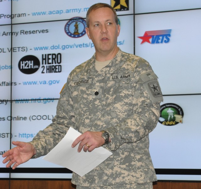 The Soldier for Life program southeast director briefs Team Redstone on remaining strong
