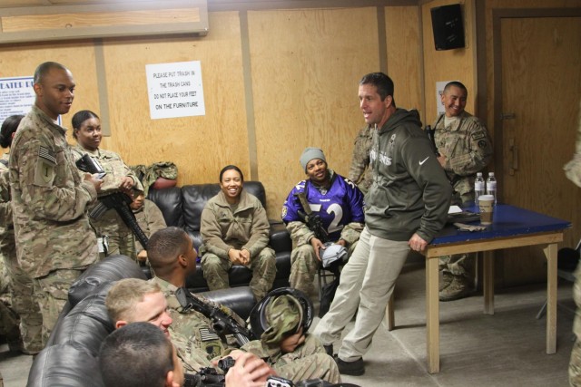 CSA visits troops in southern Afghanistan with John Harbaugh