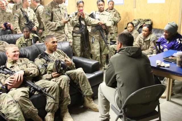 CSA visits troops in southern Afghanistan with John Harbaugh