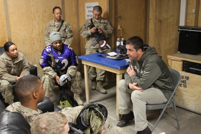 CSA visits troops in southern Afghanistan with John Harbaugh